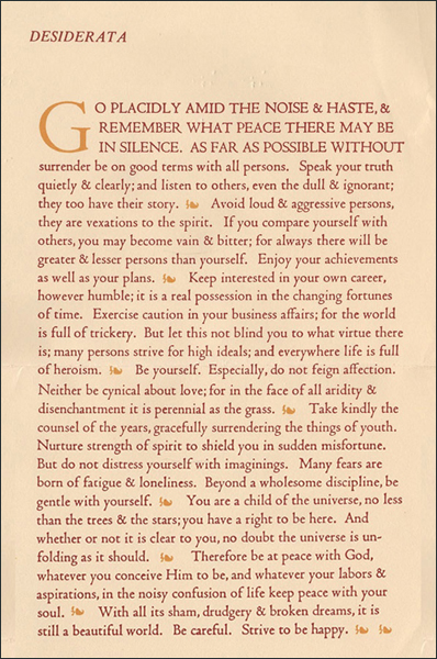 Seasons In Your Mind-Easter Egg Page: Desiderata